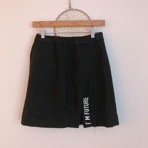 Black Fall and Winter Side-Split Mini Skirt
